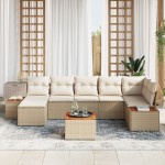 vidaXL Set de canapele pentru grădină cu pernă 8 pcs bej și crem
