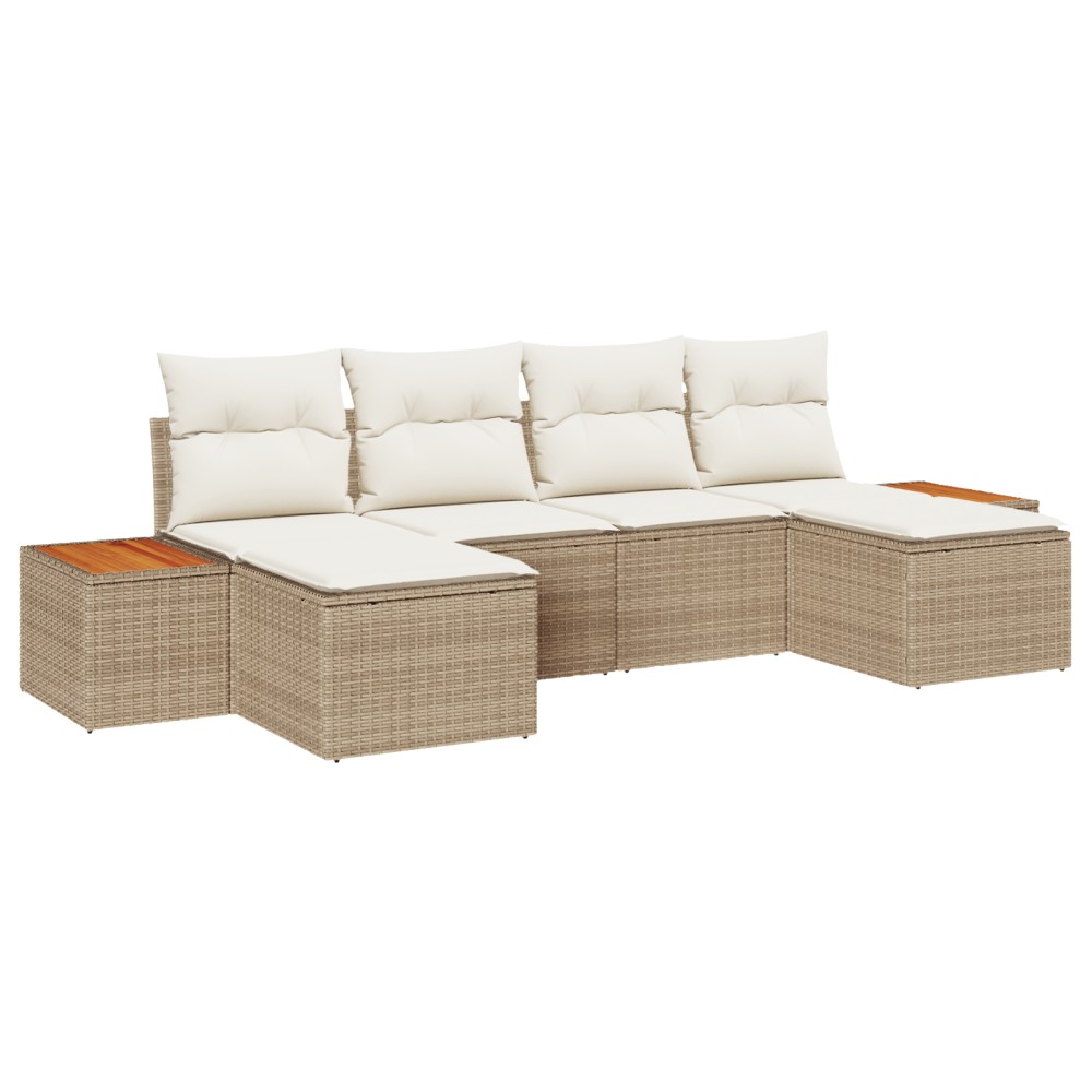 vidaXL Set de canapele pentru grădină cu pernă 6 pcs bej și crem