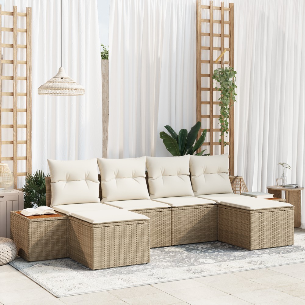 vidaXL Set de canapele pentru grădină cu pernă 6 pcs bej și crem