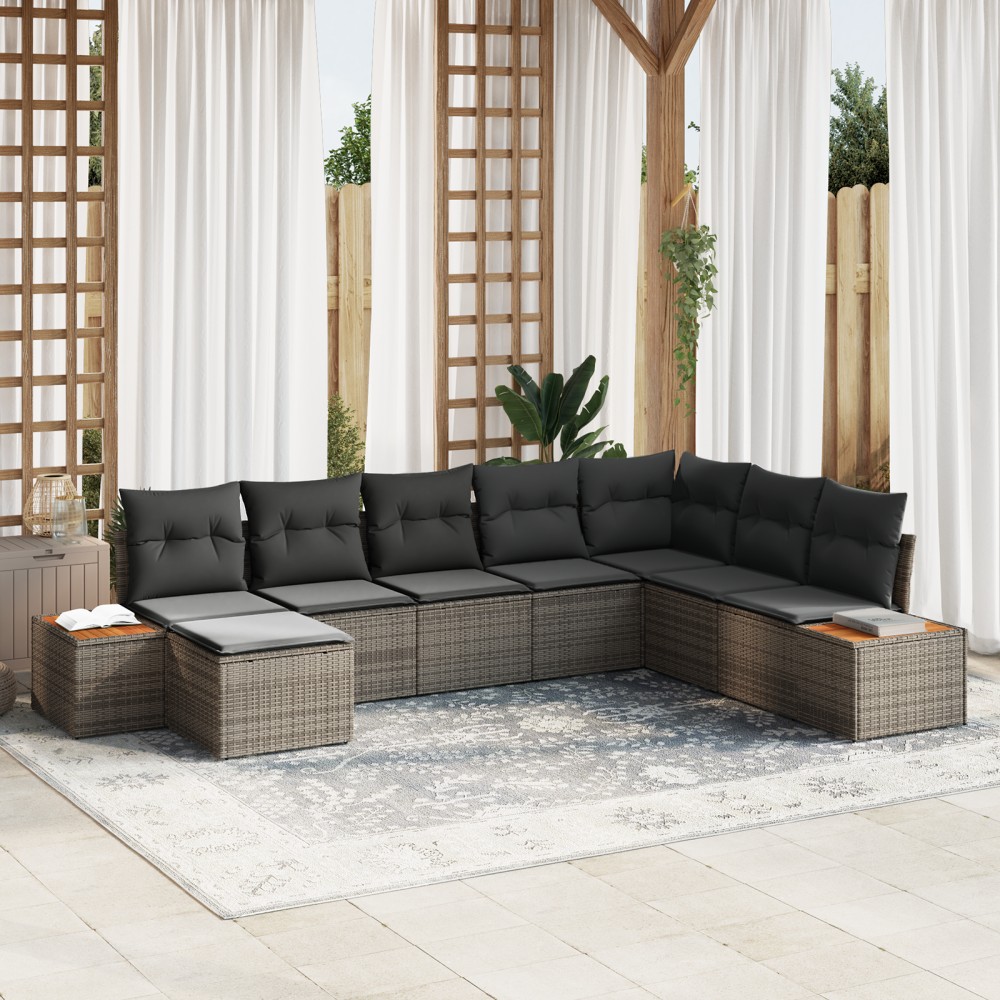 vidaXL Set de canapele pentru grădină 8 pcs Gri 319 x 209 x 85 cm