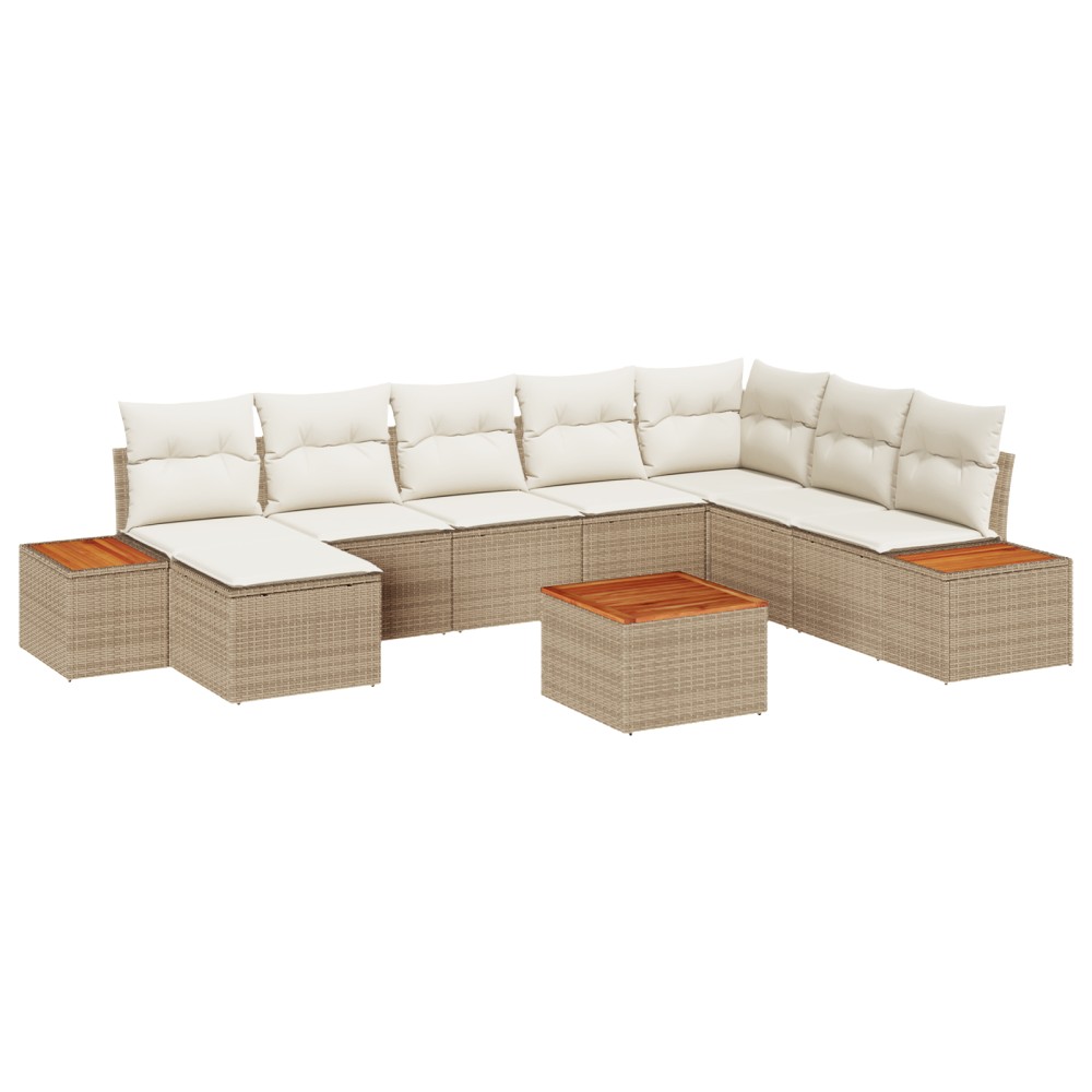 vidaXL Set de canapele pentru grădină cu pernă 9 pcs bej și crem