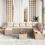 vidaXL Set de canapele pentru grădină cu pernă 9 pcs bej și crem