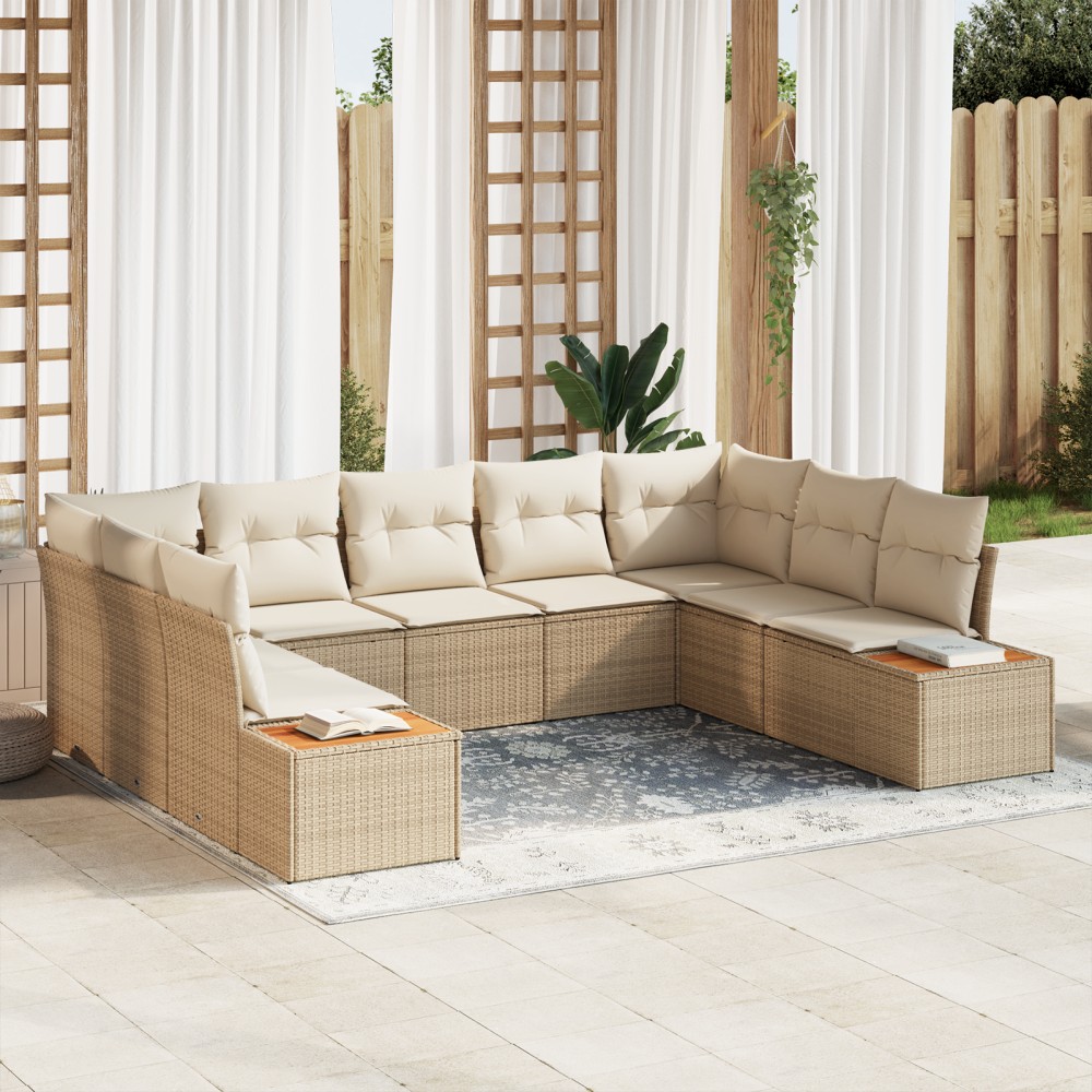 vidaXL Set de canapele pentru grădină cu pernă 5 pcs bej și crem