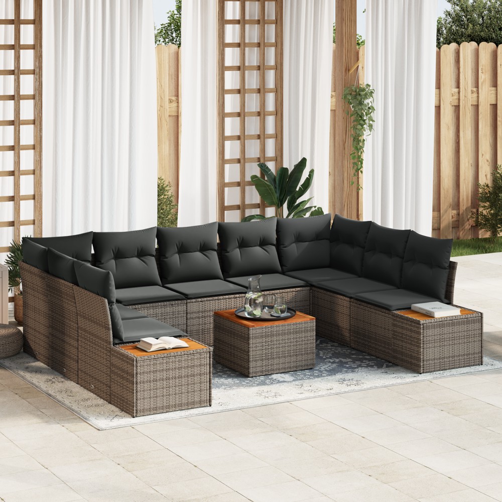 vidaXL Set de canapele pentru grădină 6 pcs Gri 289 x 209 x 85 cm