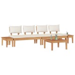 vidaXL Setul de banci de grădină cu 5 piese, include perne, din lemn de teak solid. vidaXL Setul de banci de grădină cu 5 piese, include perne, din lemn de teak solid.