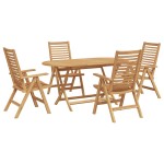 Set de dining pliabil de 5 piese din lemn solid de tec vidaXL Set de dining pliabil de 5 piese din lemn solid de tec vidaXL