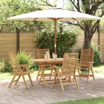 Set de dining pliabil de 5 piese din lemn solid de tec vidaXL Set de dining pliabil de 5 piese din lemn solid de tec vidaXL