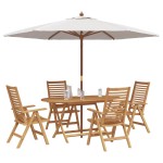 Set de dining pliabil de 5 piese din lemn solid de tec vidaXL Set de dining pliabil de 5 piese din lemn solid de tec vidaXL