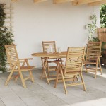 Set de dining pliabil de 5 piese din lemn solid de tec vidaXL Set de dining pliabil de 5 piese din lemn solid de tec vidaXL