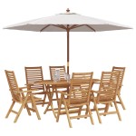 Set de dining pliabil 7 piese lemn solid tec vidaXL