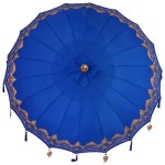 vidaXL Parasol Balinez 260 albastru 180-190 cm Bumbac și lemn masiv