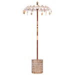 vidaXL Umbrela balineză cu bază Crem 95 x 95 x 260 cm