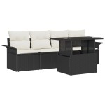 Set canapea de grădină vidaXL cu 5 piese și perne Negru Ratan Poliester Set canapea de grădină vidaXL cu 5 piese și perne Negru Ratan Poliester