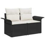 Set canapea de grădină vidaXL cu 5 piese și perne Negru Ratan Poliester Set canapea de grădină vidaXL cu 5 piese și perne Negru Ratan Poliester