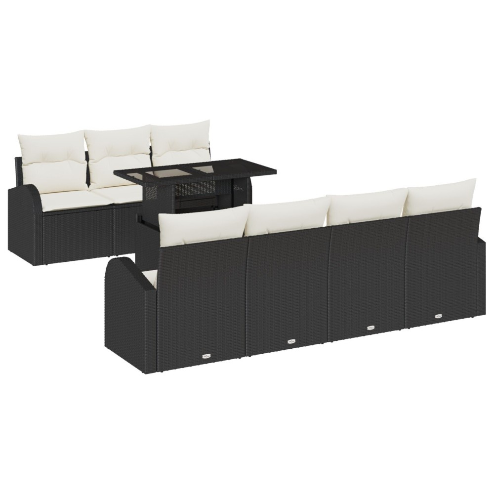 vidaXL Set de canapele pentru grădină 8 pcs Negru 100 x 55 x 73 cm
