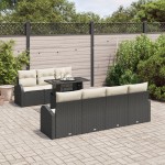 vidaXL Set de canapele pentru grădină 8 pcs Negru 100 x 55 x 73 cm