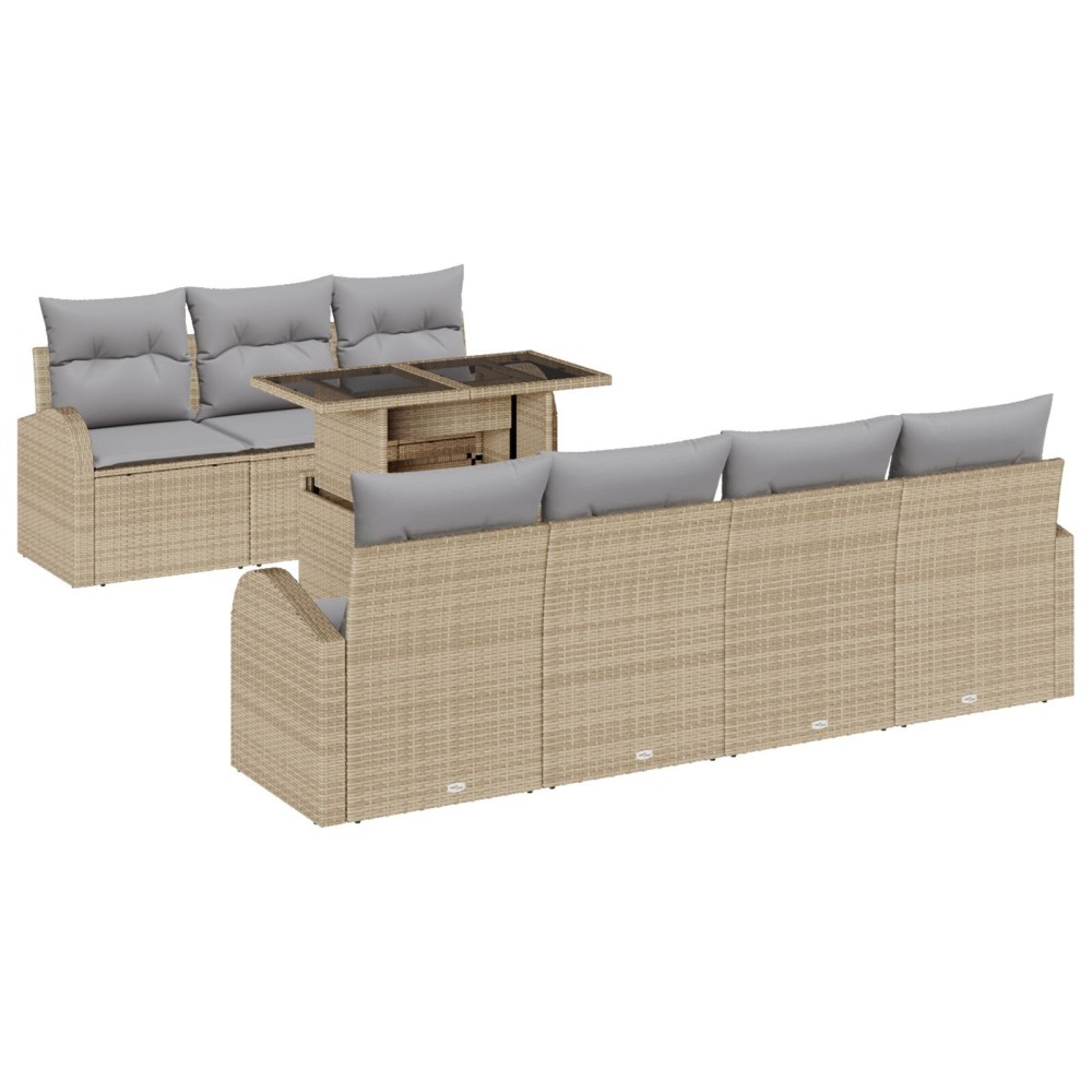 vidaXL Set de canapele pentru grădină 8 pcs Bej 100 x 55 x 73 cm