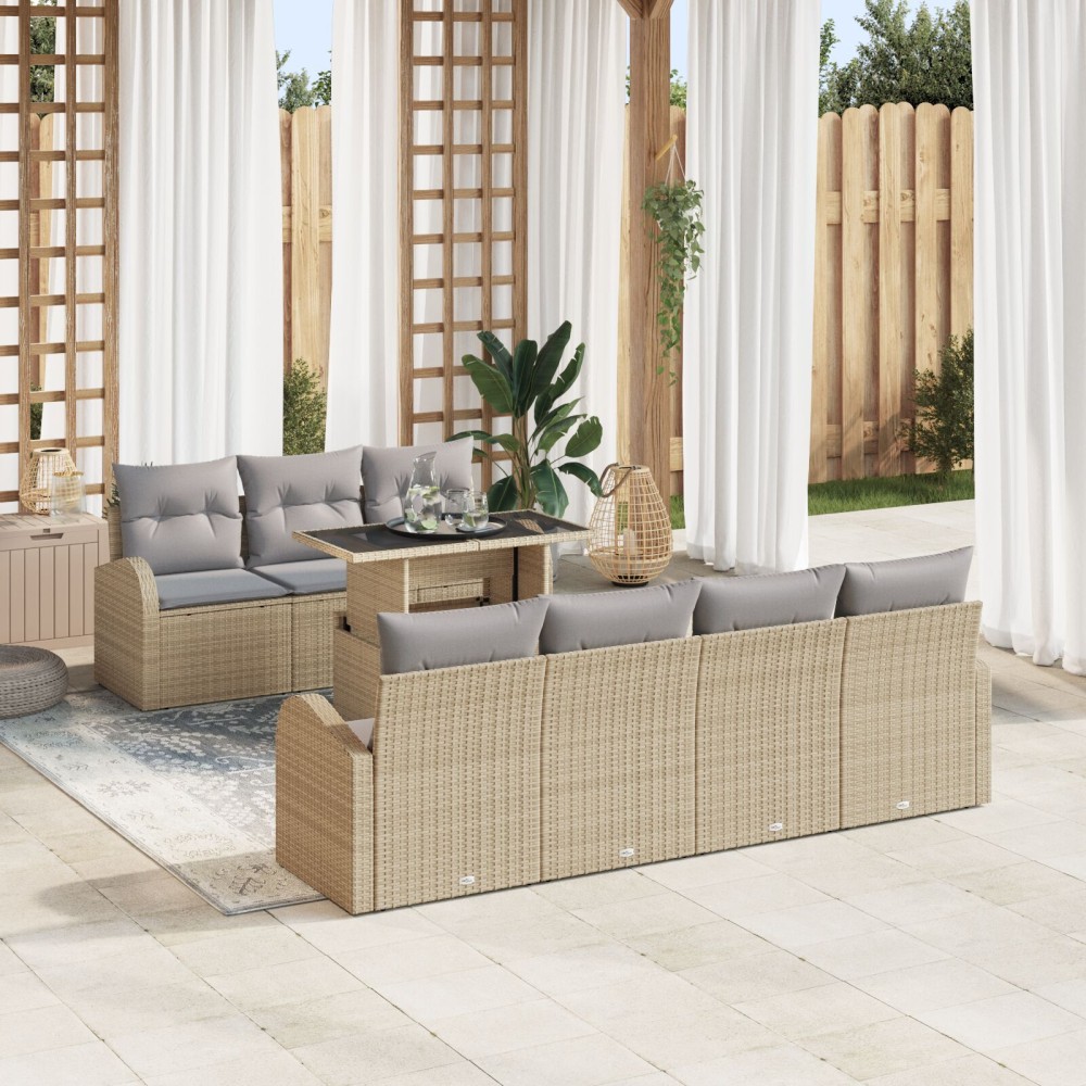 vidaXL Set de canapele pentru grădină 8 pcs Bej 100 x 55 x 73 cm