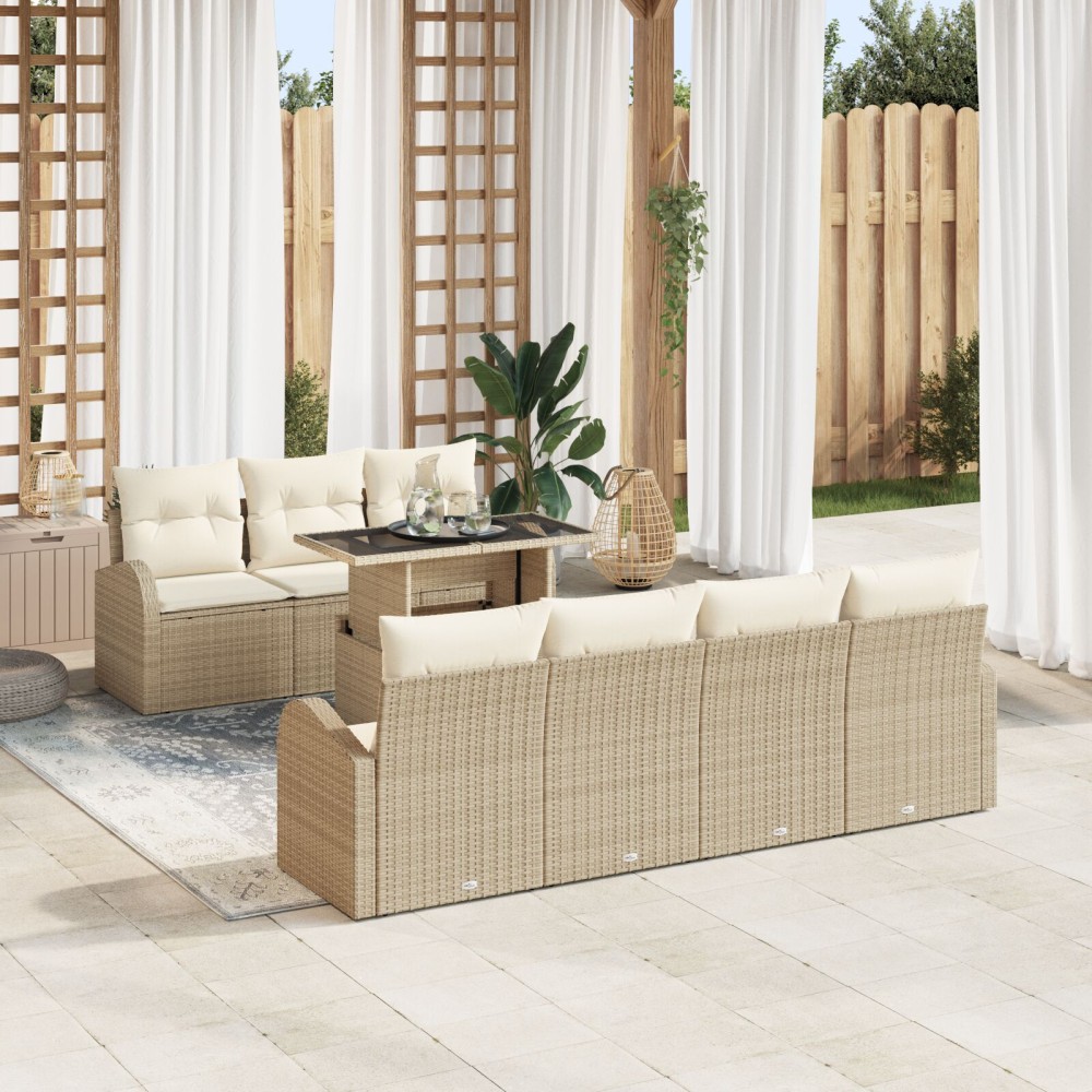 vidaXL Set de canapele pentru grădină 8 pcs Bej 100 x 55 x 73 cm