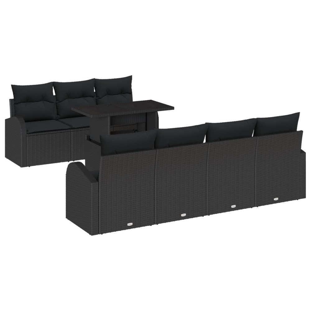 vidaXL Set de canapele pentru grădină 8 pcs Negru 100 x 55 x 73 cm
