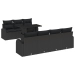 vidaXL Set de canapele pentru grădină 8 pcs Negru 100 x 55 x 73 cm