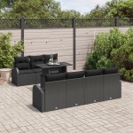 vidaXL Set de canapele pentru grădină 8 pcs Negru 100 x 55 x 73 cm
