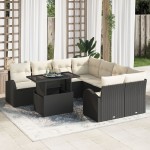 vidaXL Set de canapele pentru grădină 9 pcs Negru 100 x 55 x 73 cm