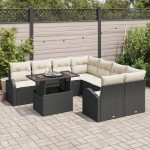 vidaXL Set de canapele pentru grădină 9 pcs Negru 100 x 55 x 73 cm