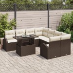 vidaXL Set de canapele pentru grădină 9 pcs Maro 100 x 55 x 73 cm