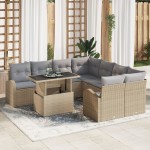 vidaXL Set de canapele pentru grădină 9 pcs Bej 100 x 55 x 73 cm