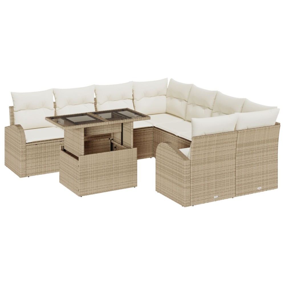 vidaXL Set de canapele pentru grădină 9 pcs Bej 100 x 55 x 73 cm