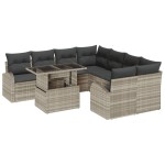 vidaXL Set de canapele pentru grădină 9 pcs Gri deschis Poli Rattan
