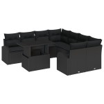 vidaXL Set de canapele pentru grădină 9 pcs Negru 100 x 55 x 73 cm