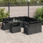 vidaXL Set de canapele pentru grădină 9 pcs Negru 100 x 55 x 73 cm