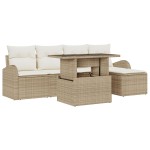 vidaXL Set de canapele pentru grădină cu pernă 6 pcs Bej Rattan poli vidaXL Set de canapele pentru grădină cu pernă 6 pcs Bej Rattan poli
