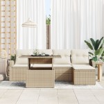 vidaXL Set de canapele pentru grădină cu pernă 6 pcs Bej Rattan poli vidaXL Set de canapele pentru grădină cu pernă 6 pcs Bej Rattan poli