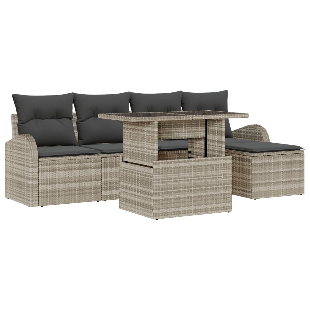 vidaXL Set de canapele pentru grădină 6 pcs Gri deschis Rattan poli
