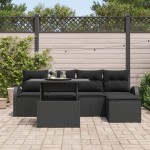 vidaXL Set de canapele pentru grădină cu pernă 6 pcs Negru Rattan poli vidaXL Set de canapele pentru grădină cu pernă 6 pcs Negru Rattan poli