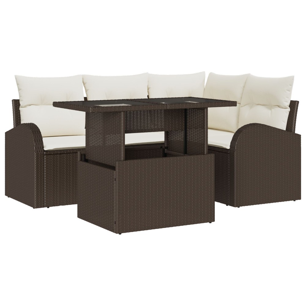 vidaXL Set de canapele pentru grădină 5 pcs Maro 100 x 55 x 73 cm