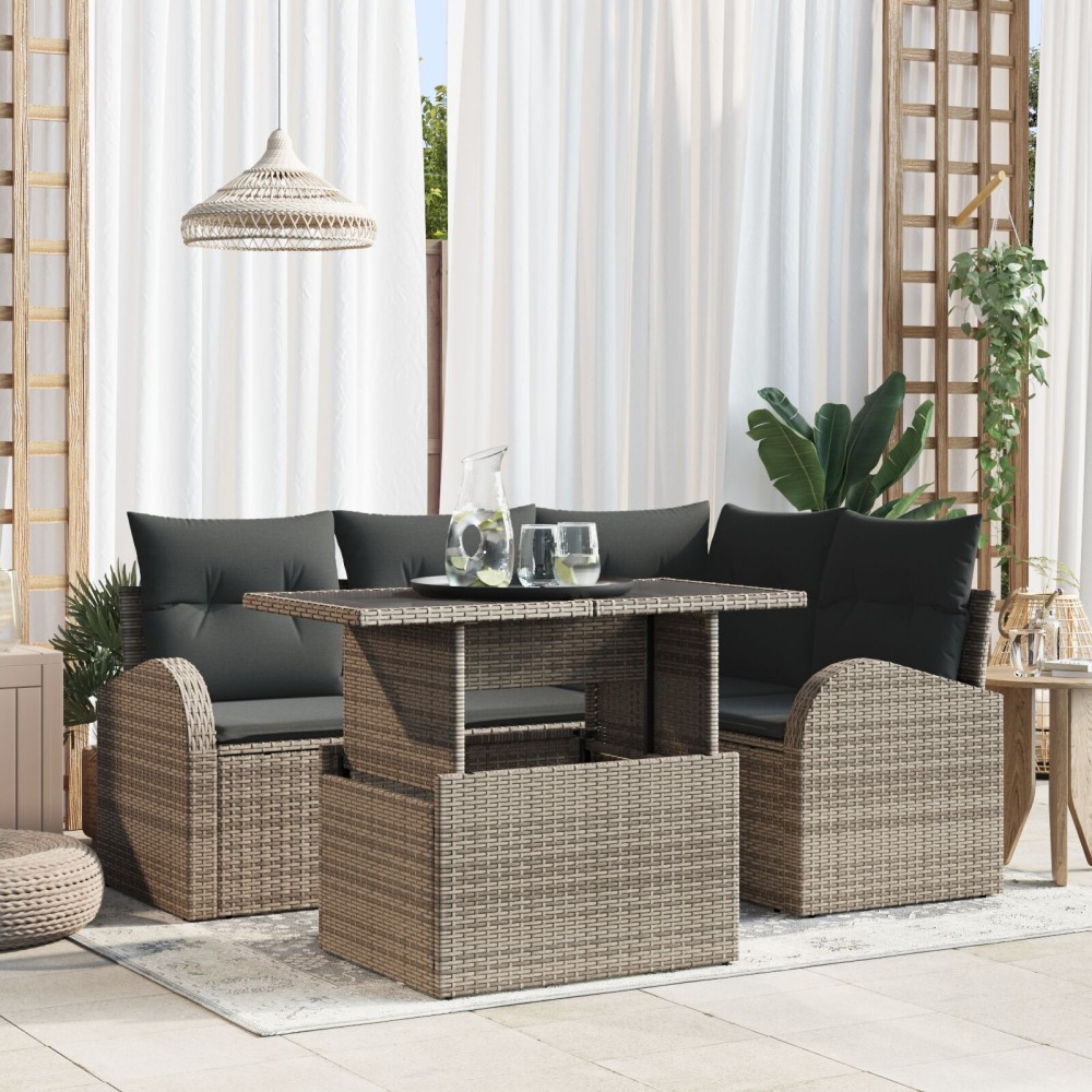 vidaXL Set de canapele pentru grădină 5 pcs Gri 100 x 55 x 73 cm