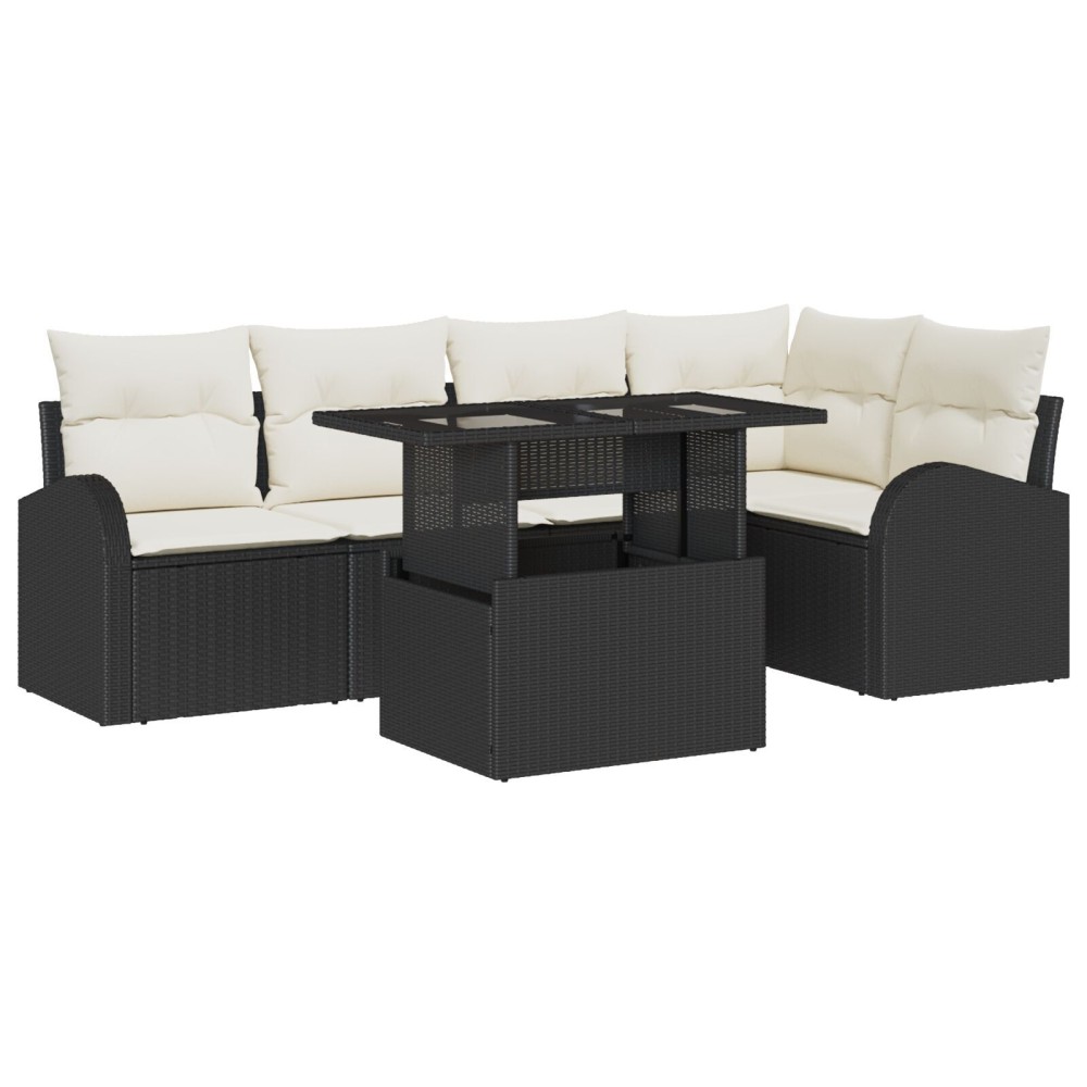vidaXL Set de canapele pentru grădină 6 pcs Negru 100 x 55 x 73 cm