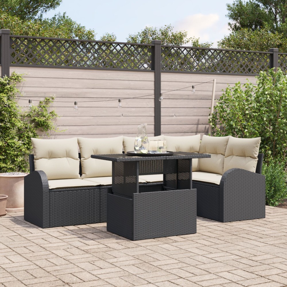 vidaXL Set de canapele pentru grădină 6 pcs Negru 100 x 55 x 73 cm
