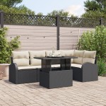 vidaXL Set de canapele pentru grădină 6 pcs Negru 100 x 55 x 73 cm