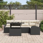 vidaXL Set de canapele pentru grădină 6 pcs Negru 100 x 55 x 73 cm