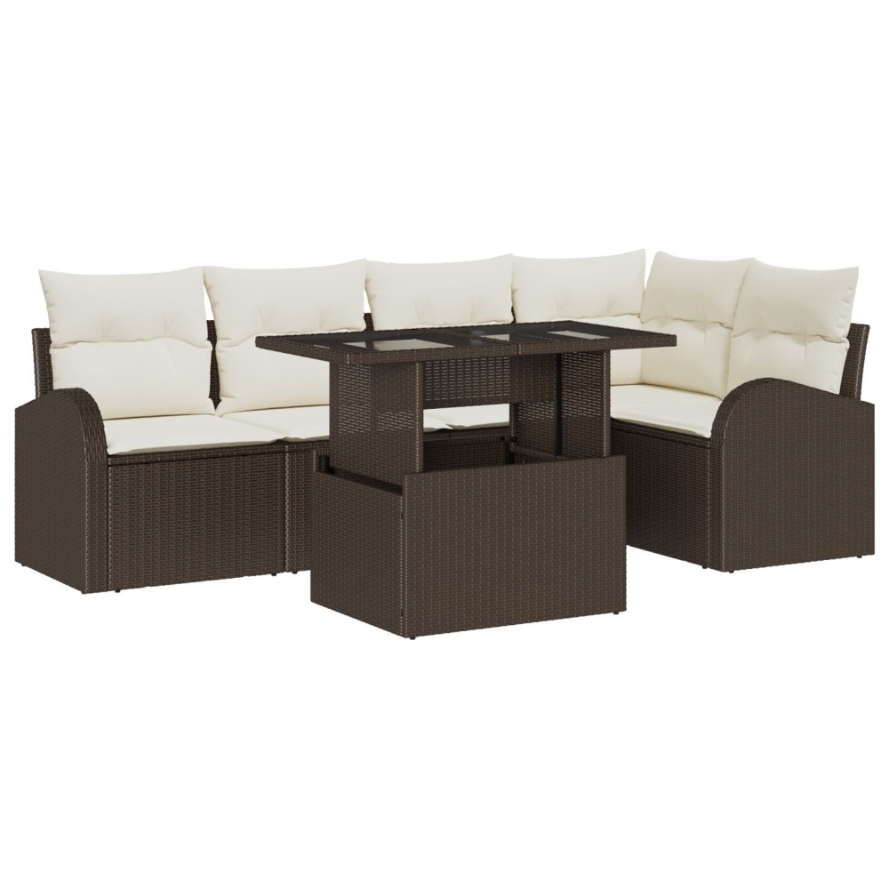 vidaXL Set de canapele pentru grădină 6 pcs Maro 100 x 55 x 73 cm