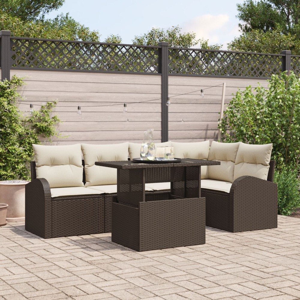 vidaXL Set de canapele pentru grădină 6 pcs Maro 100 x 55 x 73 cm