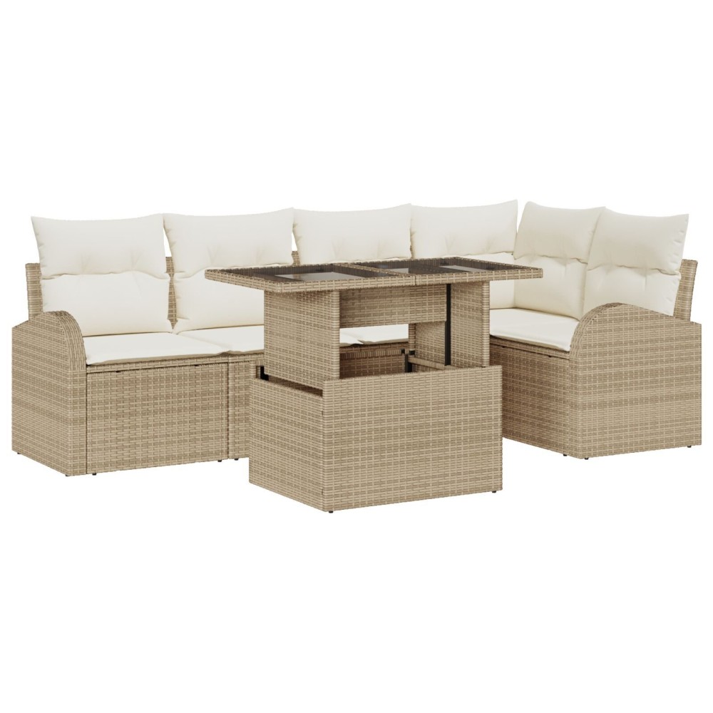 vidaXL Set de canapele pentru grădină 6 pcs Bej 100 x 55 x 73 cm