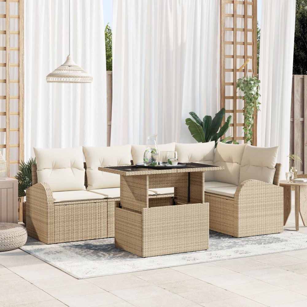 vidaXL Set de canapele pentru grădină 6 pcs Bej 100 x 55 x 73 cm