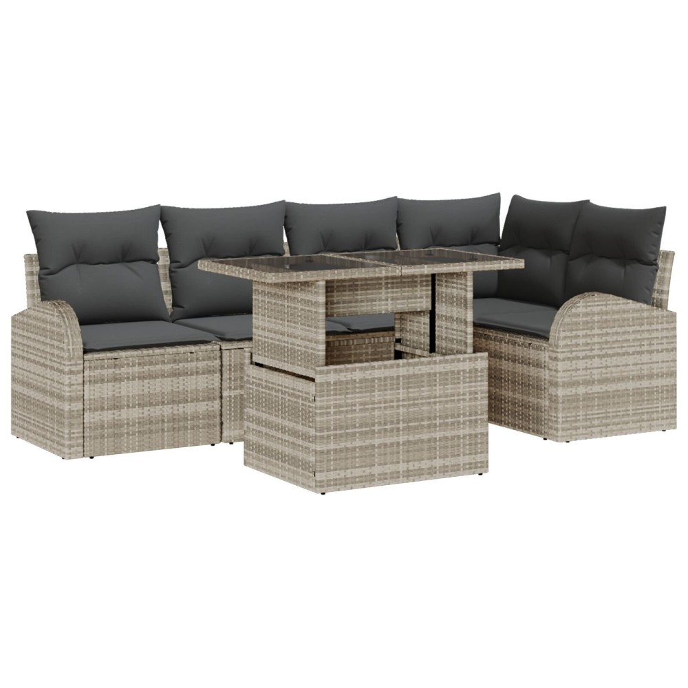 vidaXL Set de canapele pentru grădină cu pernă 6 pcs Gri deschis