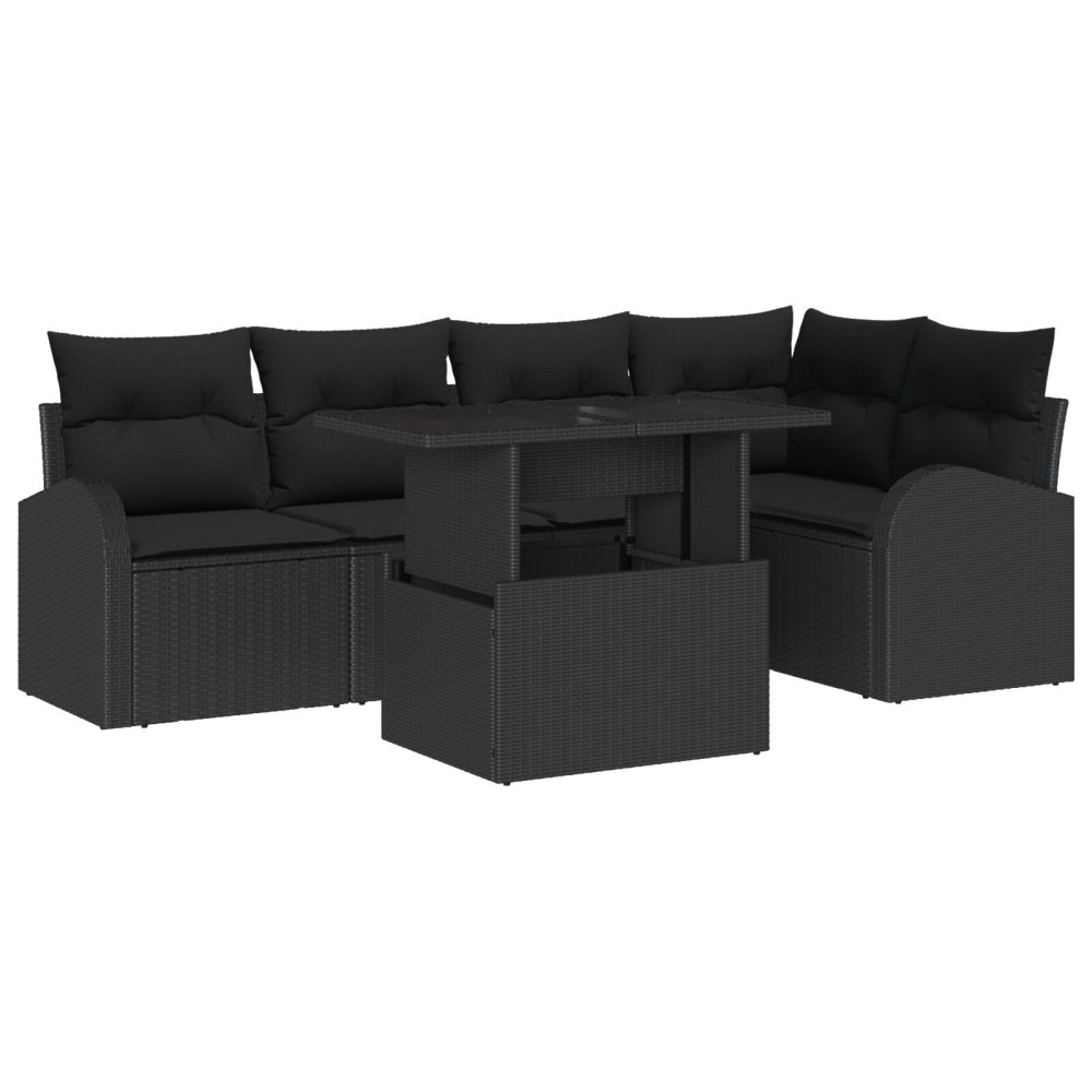 vidaXL Set de canapele pentru grădină 6 pcs Negru 100 x 55 x 73 cm